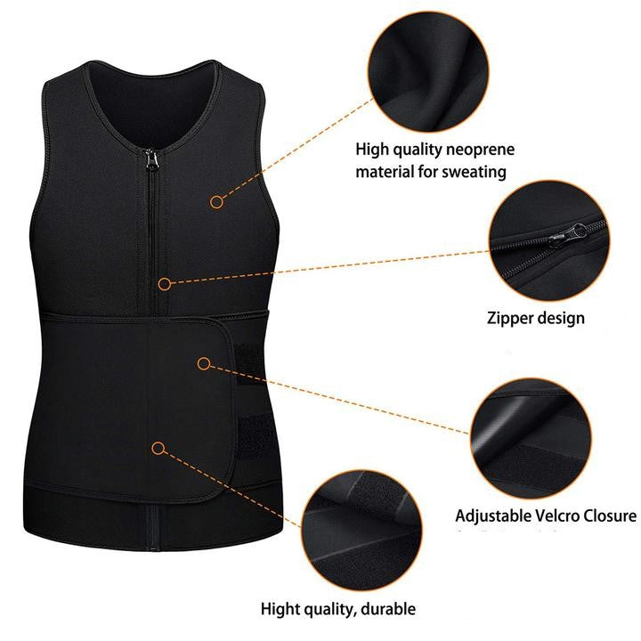 Men's Fat Loss Waist Trainer Sauna Vest Ab Trimmer Male Calorie Burn
