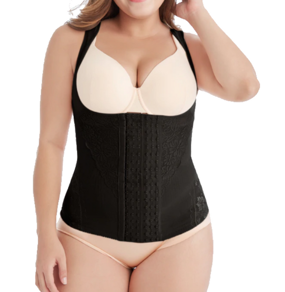 Plus Size Sexy Lace Waist Trainer with 6 Adjustable Hooks