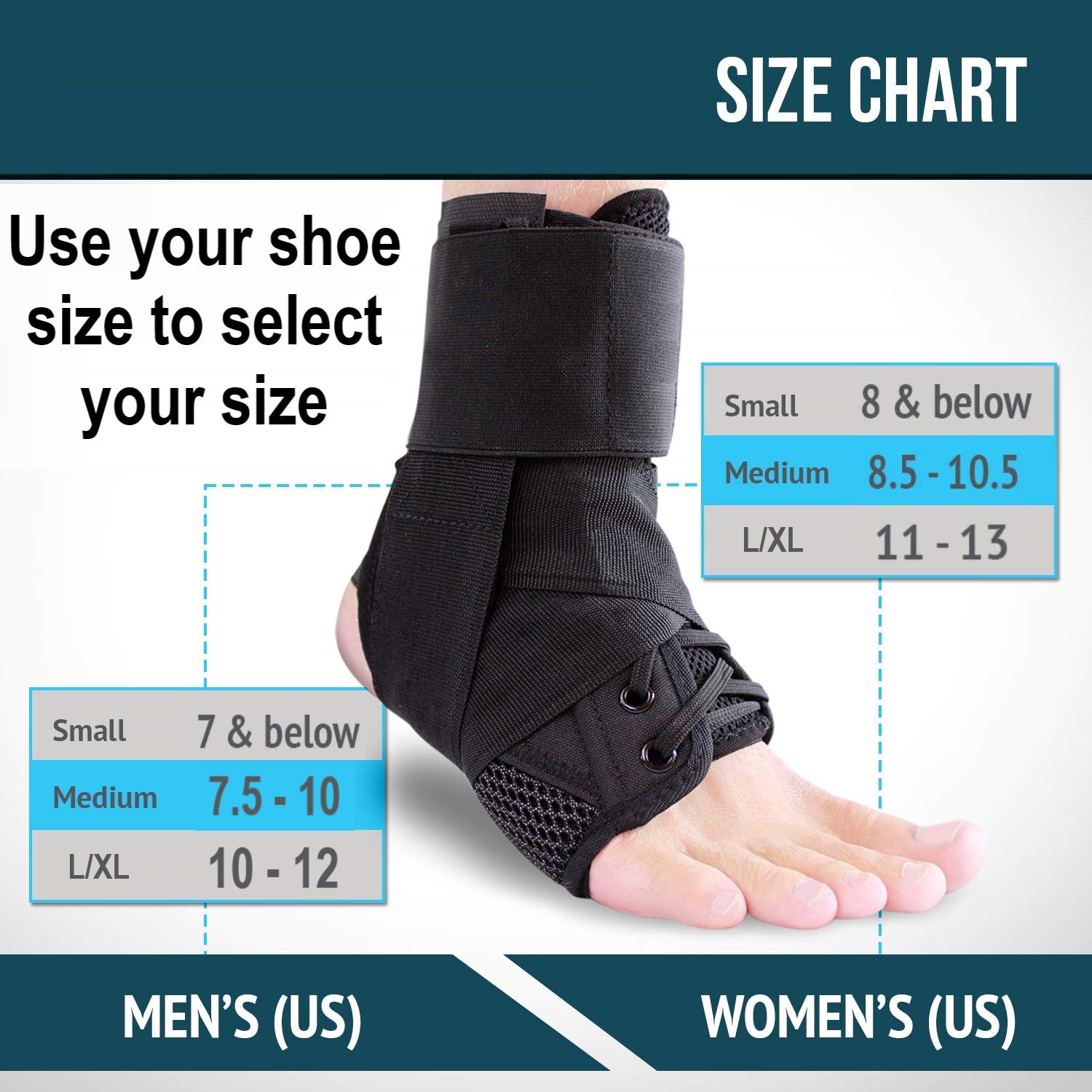 Lace up Ankle Brace Compression Support Wrap with Stabilizer Straps ...